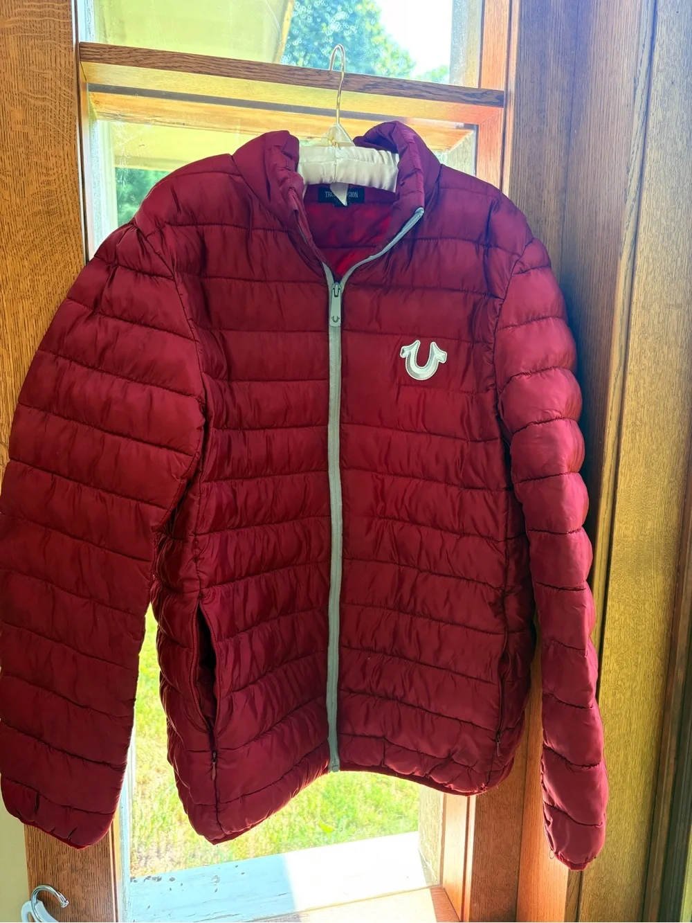 True Religion Deep Red Quilted Puffer Jacket Like New Medium